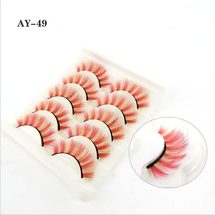 5 Pairs 3D White Mink Lashes Natural Long Thick Fluffy Colorful False Eyelashes Lash Extension