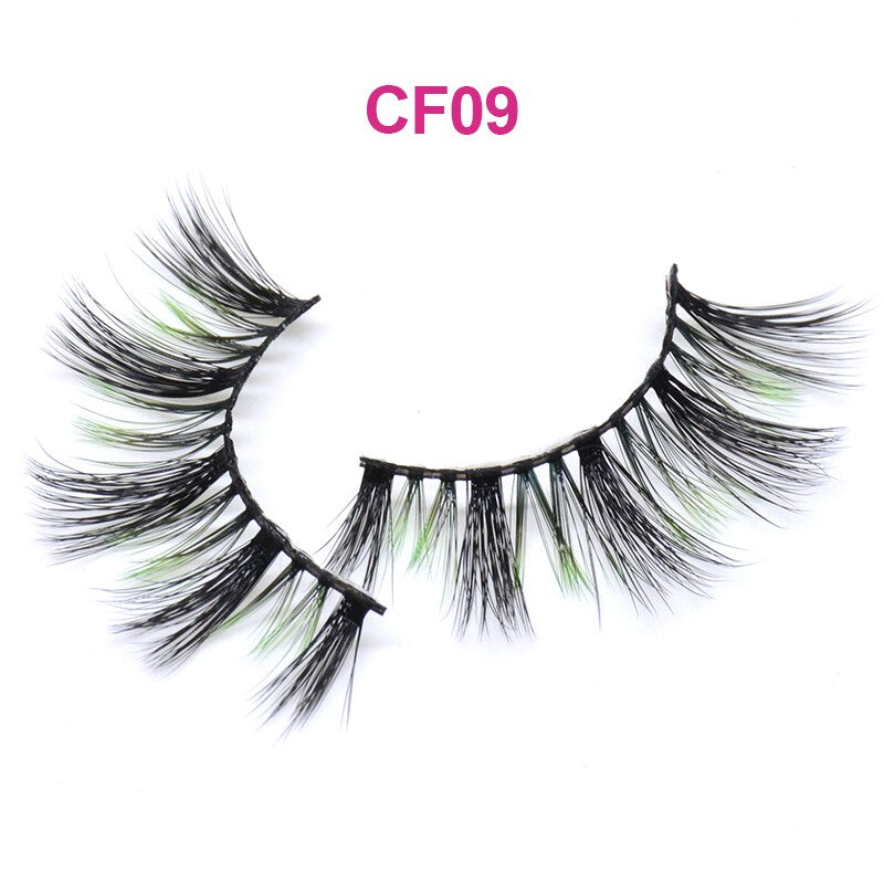 Fluffy Thick Dramatic 3D Faux Mink Colored Eyelashes Pink Red Natural Synthetic Colorful Rainbow Color Eye Lashes for Holiday