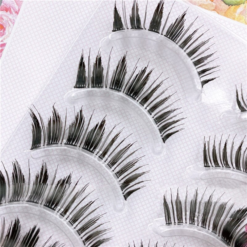 5 Pairs Eyelashes Cos Japanese Fake Eyelashes Natural Thick Pointed Tail Eyelash Stage Makeup 3D Little Devil Big Eyes Lashes