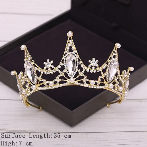 Bridal Crown Golden Wedding Hair Accessories Crystal Rhinestone Bride Wedding Tiaras and Crowns Headpiece Diadema Hair Ornament