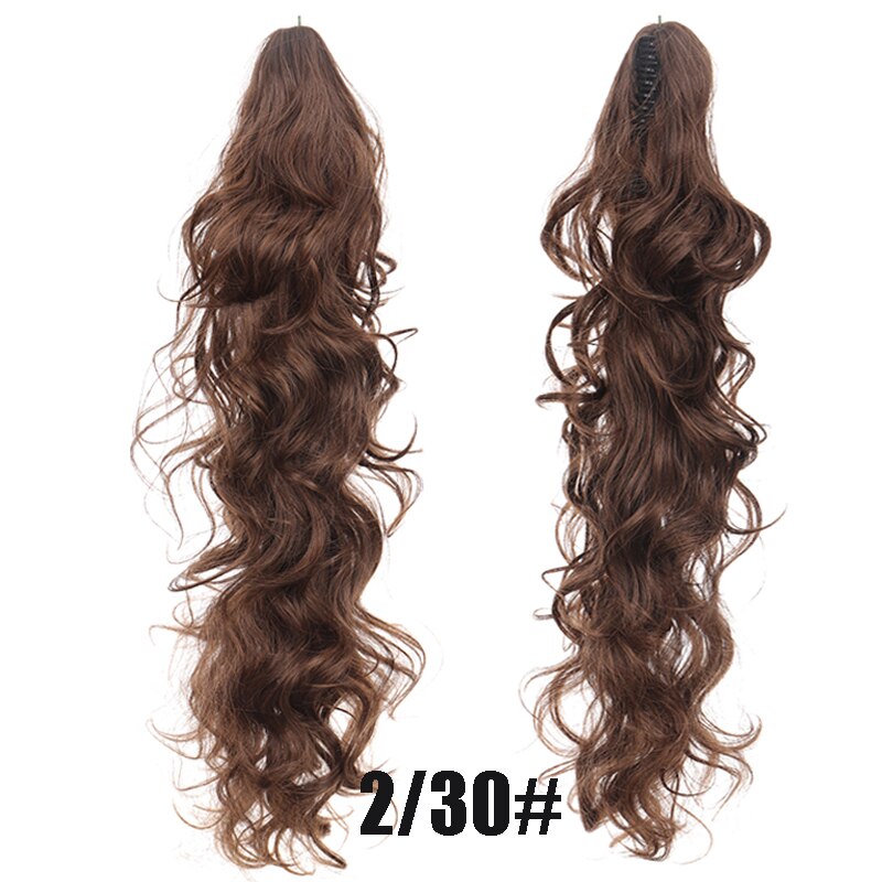 Synthetic 24inch Claw Clip Ponytail Extension Wavy Ponytail Long Straight Hair Ponytail Extension Clip Type Woman Wig