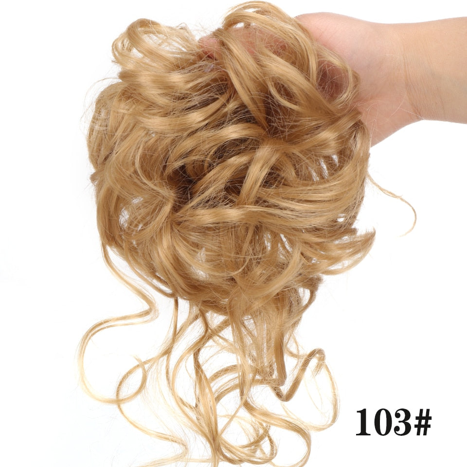 Synthetic Hair Bun Bands Blonde Black Messy Curly Chignon Donut Updo Scrunchies Fake Hair Pieces For Women Hair Extensions
