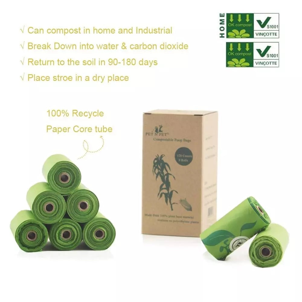 Compostable Dog Cat Poop Bags  240/120 Counts Biodegradable Waste Bag Supplies