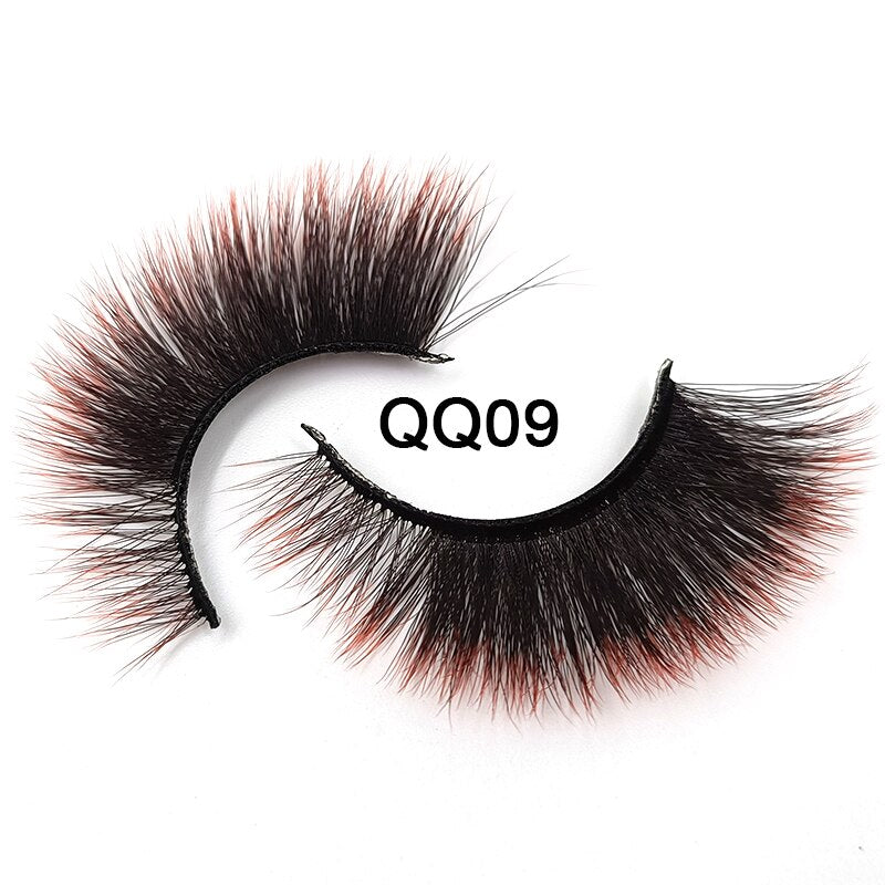 Fluffy Thick Dramatic 3D Faux Mink Colored Eyelashes Pink Red Natural Synthetic Colorful Rainbow Color Eye Lashes for Holiday