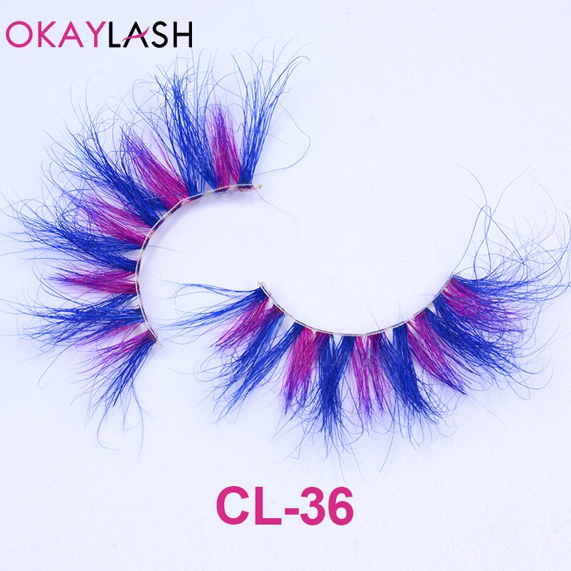 1pair/box real mink color 25mm long siberian eyelashes costume fancy ball dramatic unique colored red blue fake lashes
