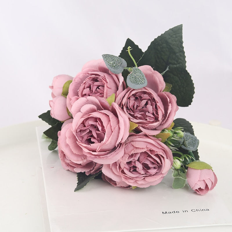  Artificial Flowers Peony Tea Rose 