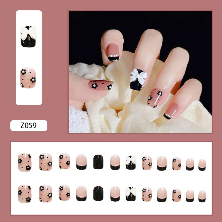 24Pcs/Set 3D Butterfly Bow Bride Fresh and Elegant White Wear DIY Manicure Nail Art Tools