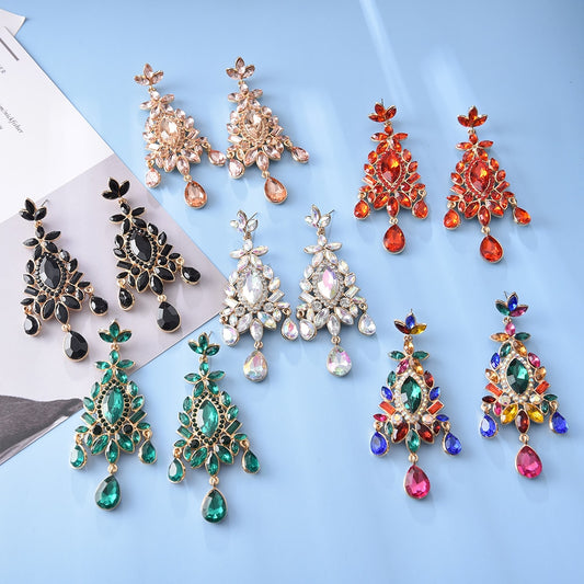 Colorful Crystal Earrings Jewelry Clear Pure Rhinestone Earring Accessories