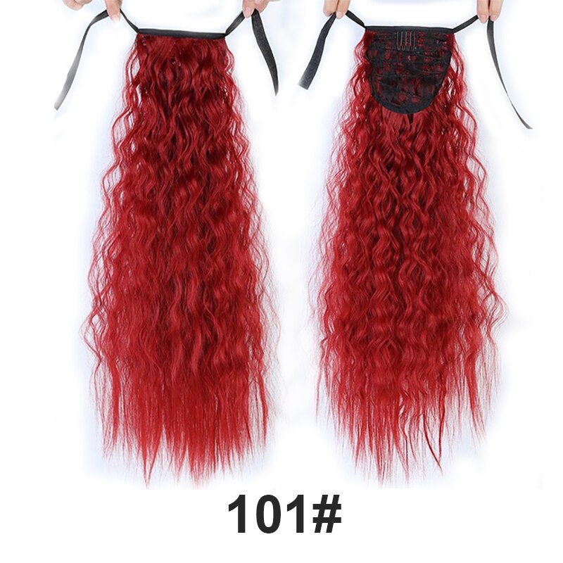 Natural Wave Pony Tail Fake Hair Extension Heat Resistant Synthetic Long Wavy Wrap Around Clip In Ponytail Hair