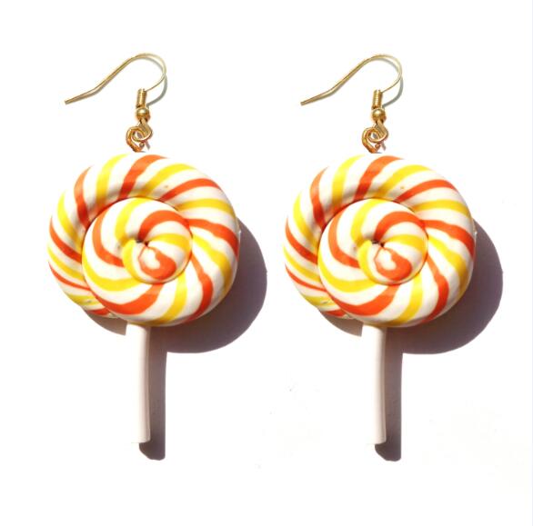 Resin Lollipop Drop Earrings Jewelry Custom Made Handmade Cute Cotton Candy