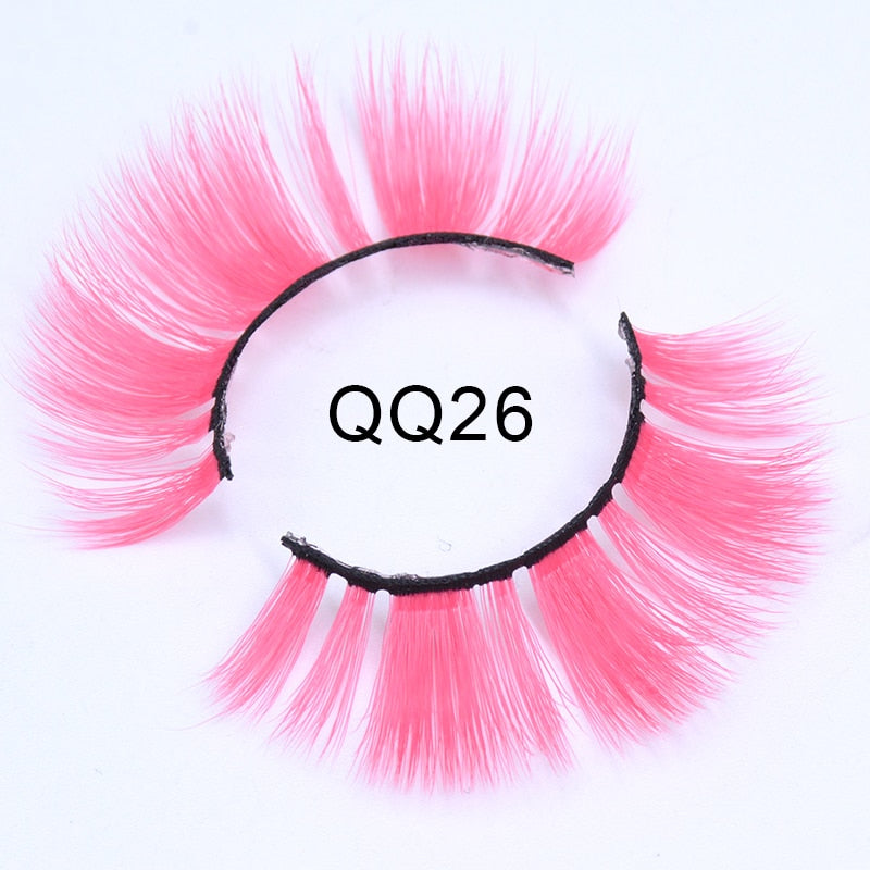 Fluffy Thick Dramatic 3D Faux Mink Colored Eyelashes Pink Red Natural Synthetic Colorful Rainbow Color Eye Lashes for Holiday