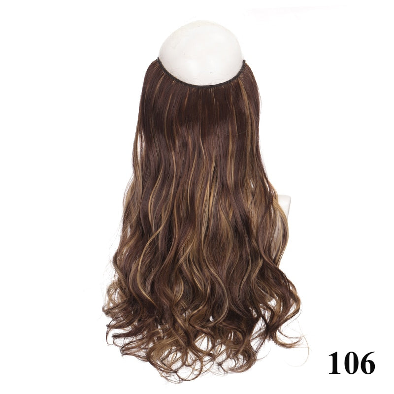 Invisible Wire No Clip One Piece Hair Extensions Secret Fish Line Hair Pieces Wave Straight Synthetic Fake 24 inch