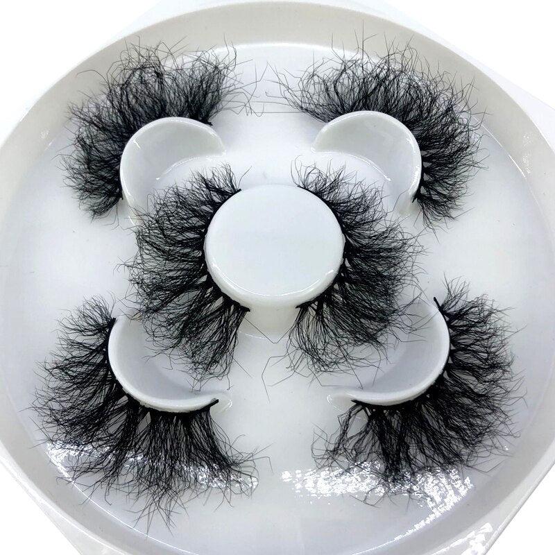 Reusable mink eyelashes 25mm lashes fluffy messy 3D mink lashes 3 pairs natural Long Thick false eyelashes extension