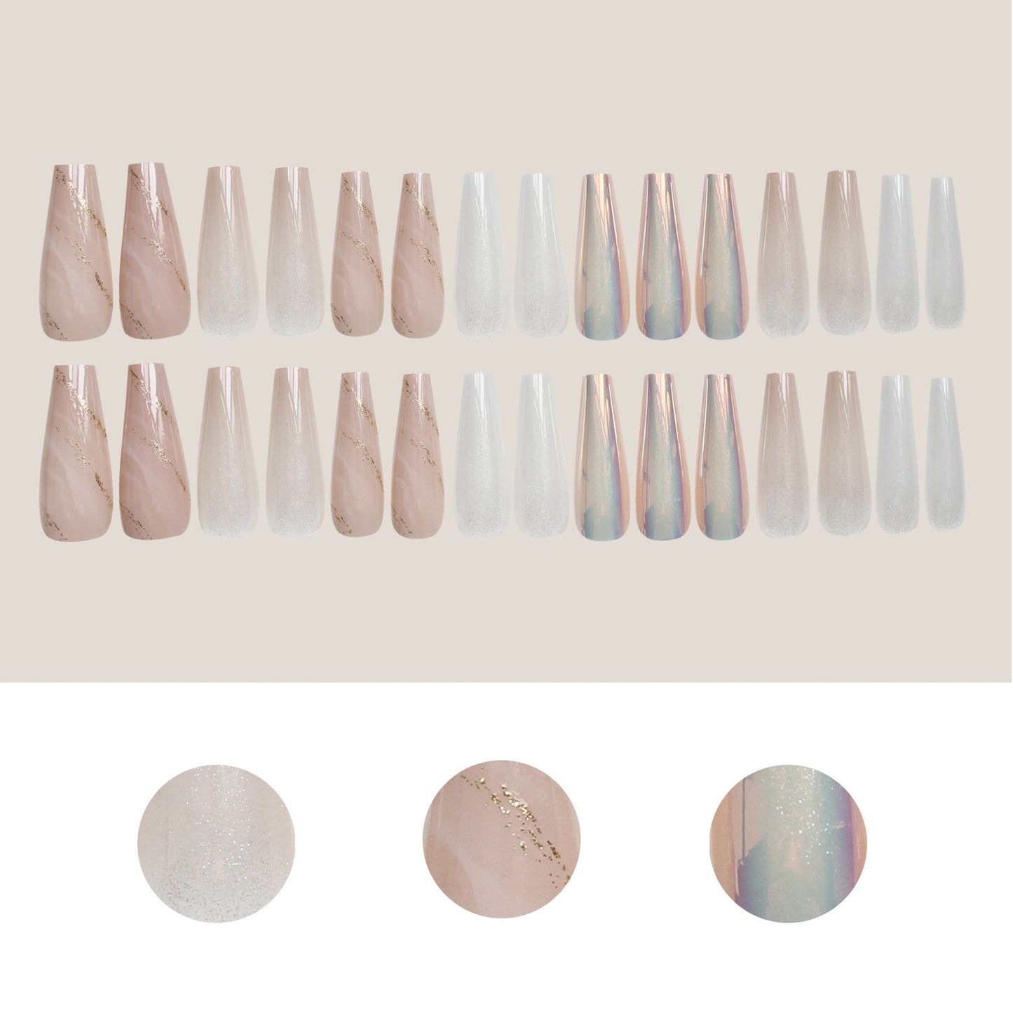 24/30Pcs Pink Leopard Designs False Nails French Long Coffin Fake Nail Artificial Full Cover Nail Art Tips Press on Nail
