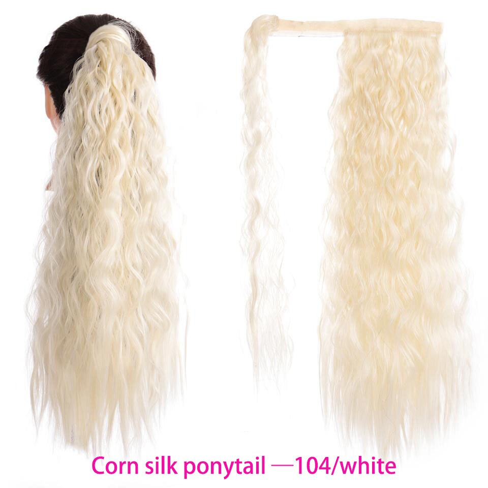 Synthetic Long Straight Wrap Around Clip In Ponytail Hair Extension Heat Resistant Hair Wig