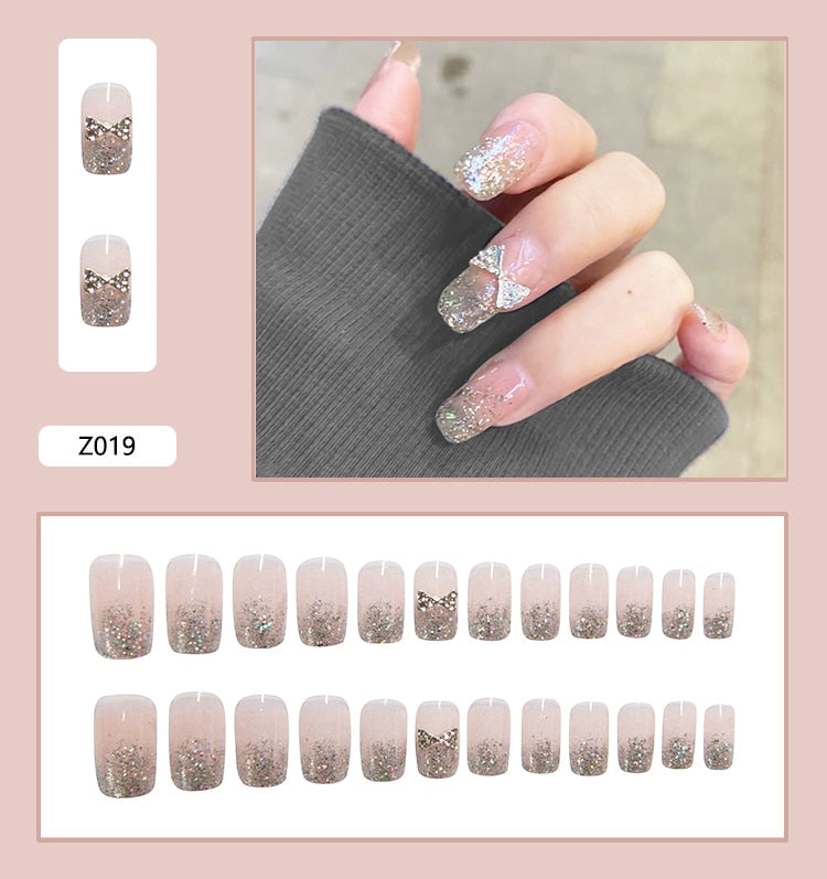 24Pcs/Set 3D Butterfly Bow Bride Fresh and Elegant White Wear DIY Manicure Nail Art Tools