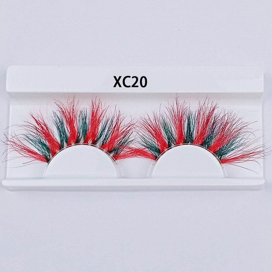Colored Mink Eyelashes 25mm Lashes Fluffy Messy 3D False Eyelashes Dramatic Long Natural Mink fake Lashes
