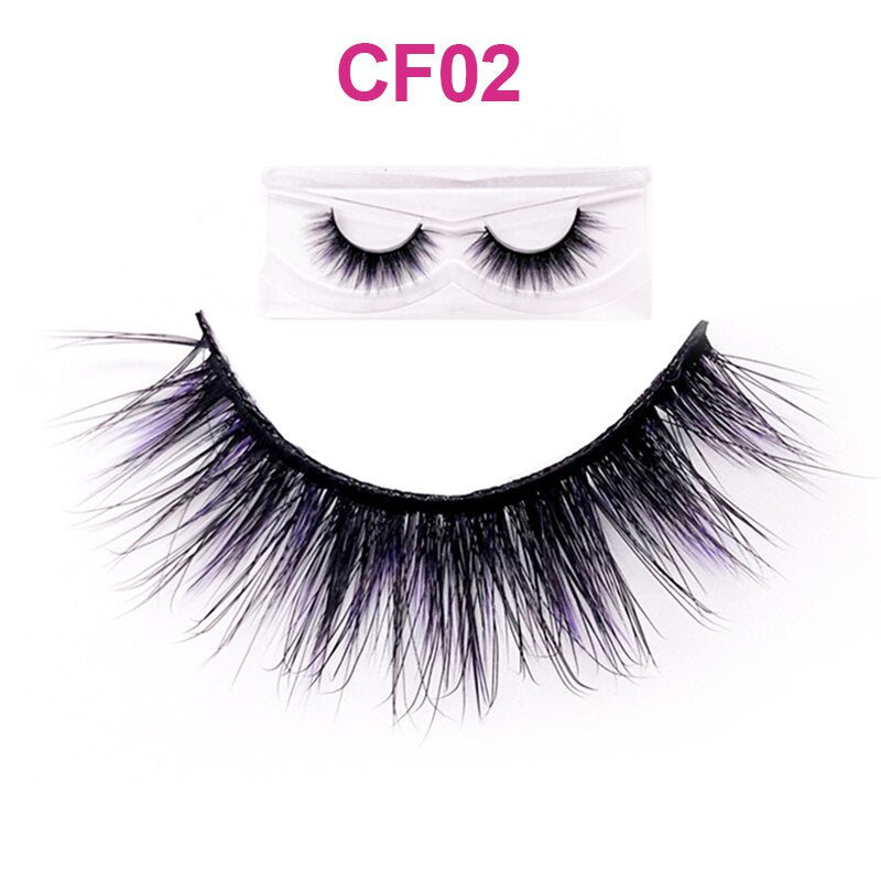 Fluffy Thick Dramatic 3D Faux Mink Colored Eyelashes Pink Red Natural Synthetic Colorful Rainbow Color Eye Lashes for Holiday