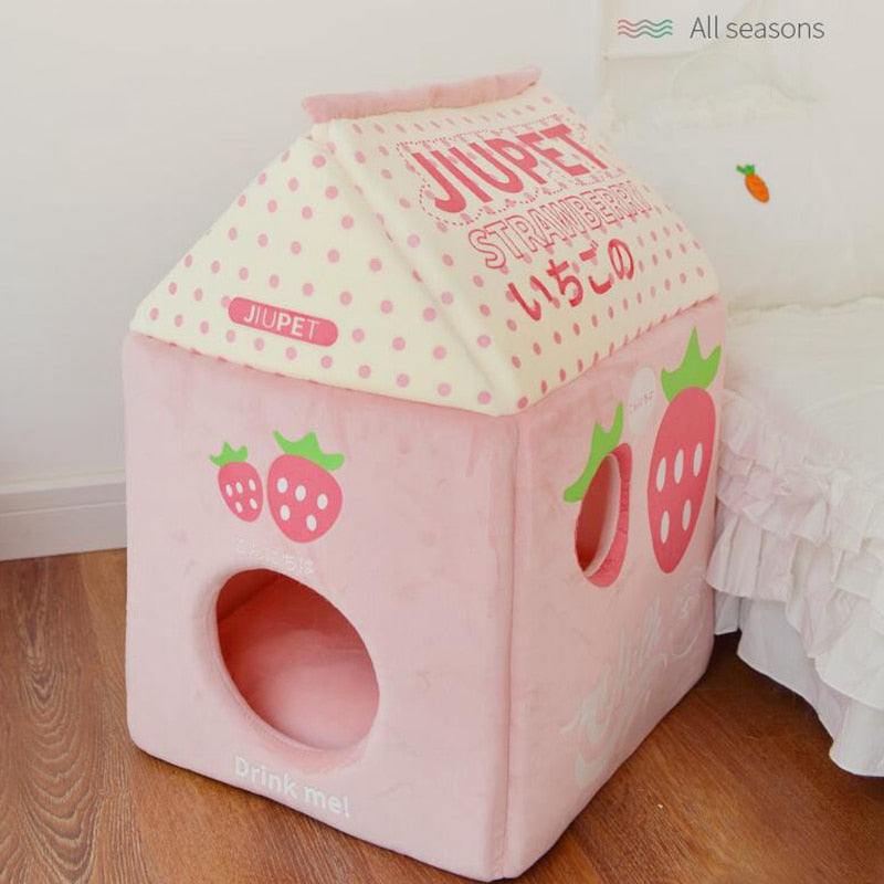 Strawberry Milk Banana Milk Cat Bed Cat House