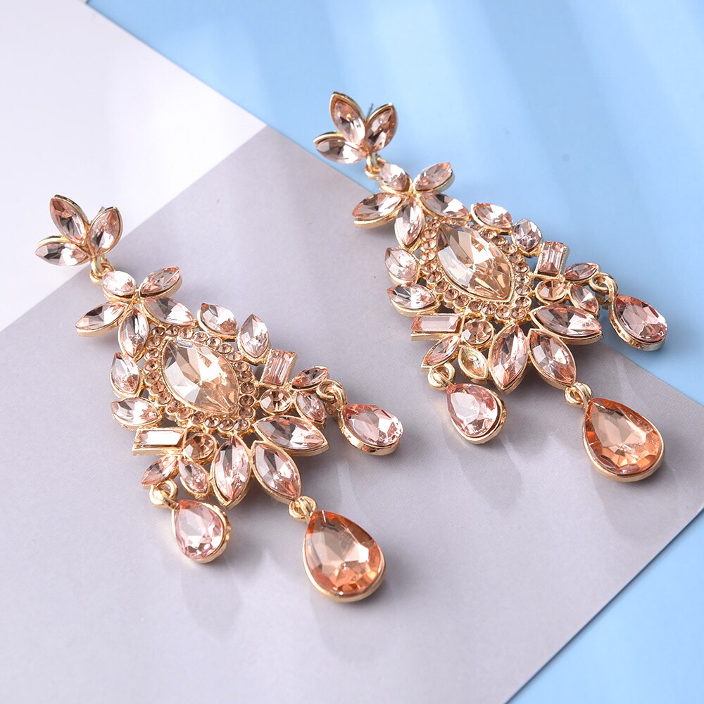 Colorful Crystal Earrings Jewelry Clear Pure Rhinestone Earring Accessories