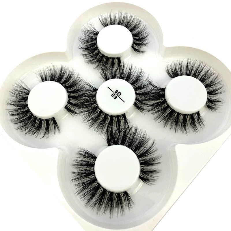 5 pairs Mink Eyelashes Clear Band Eye Lashes Crisscross Transparent Band False Eyelashes Handmade Dramatic Lashes Upper Lash