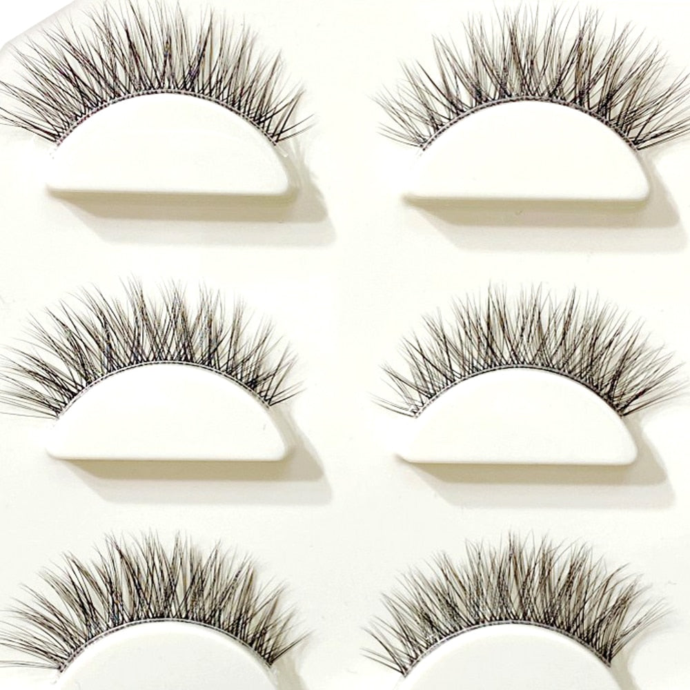 Mink Eyelashes 3 pair reusable false eyelashes invisible band