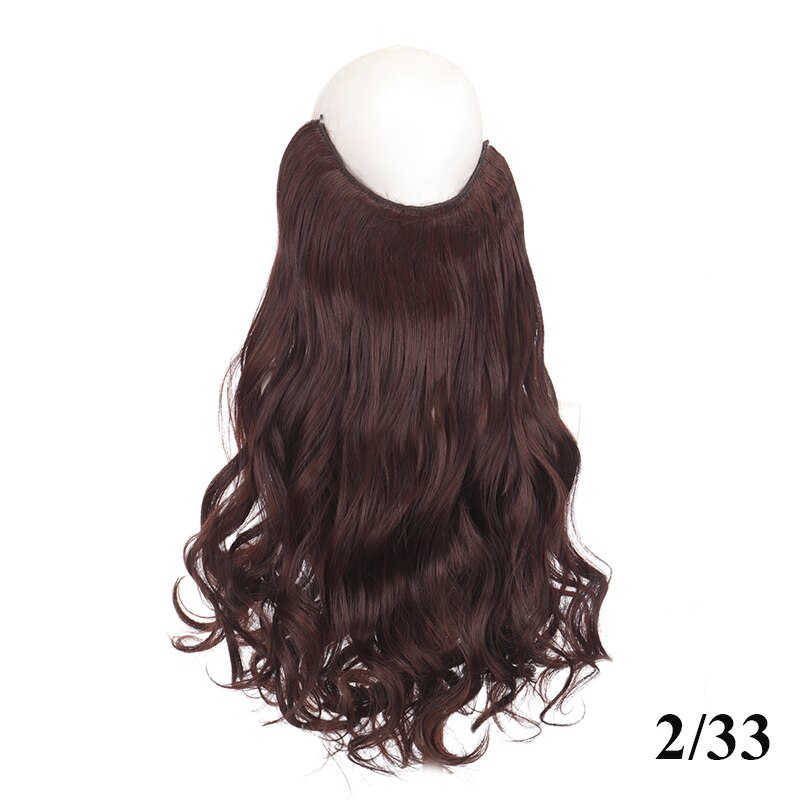 Synthetic 24inch Invisible Hair Wire Without No Clip Hair Extension Fishing Line Wig Wavy Hair Female False Hair Piece
