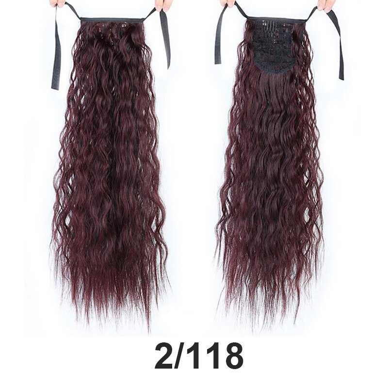 Natural Wave Pony Tail Fake Hair Extension Heat Resistant Synthetic Long Wavy Wrap Around Clip In Ponytail Hair