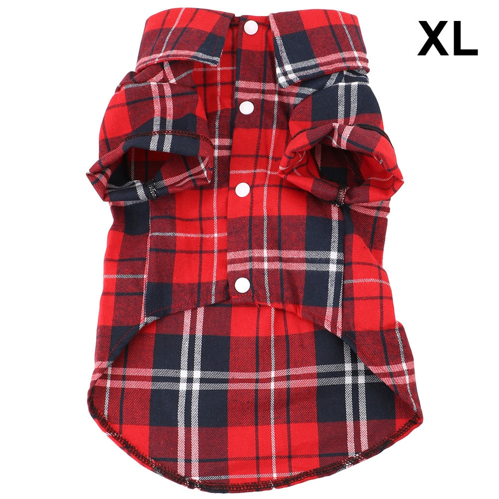 Soft Cotton Short Sleeve Shirts Pet Dog Cat Kitten Clothes Puppy Kitten Clothing Plaid T Shirt