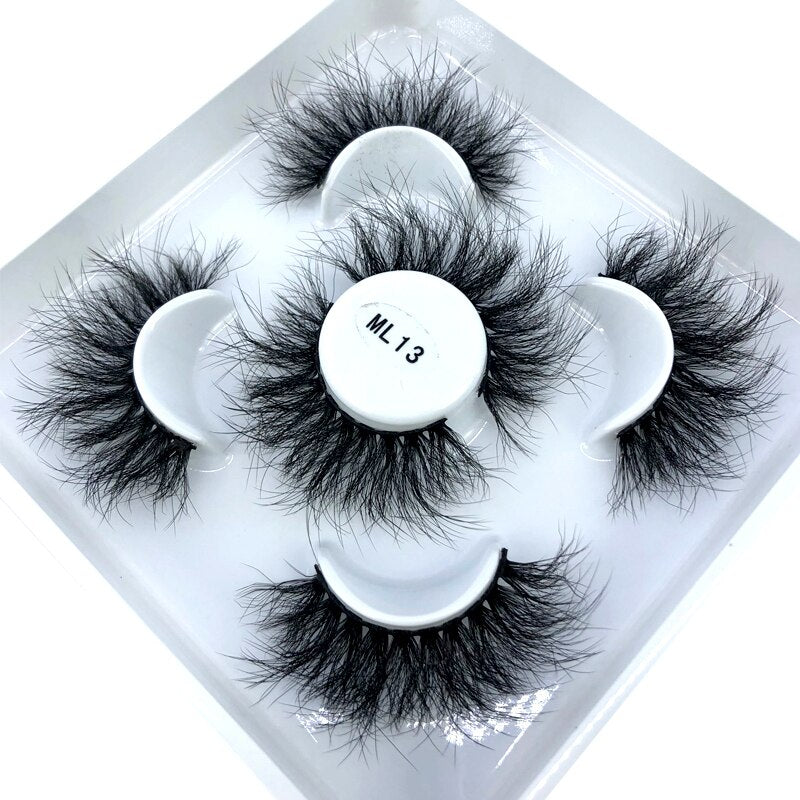 Reusable mink eyelashes 25mm lashes fluffy messy 3D mink lashes 3 pairs natural Long Thick false eyelashes extension