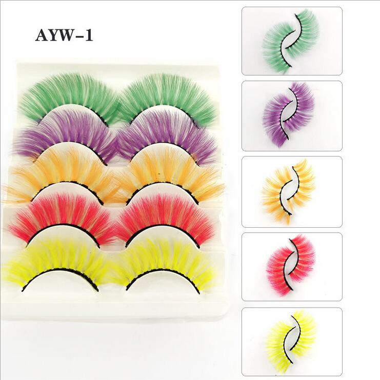 5 Pairs 8-25mm 3d Mink Colorful Dramatic fake Lashes Wispy Natural long Mink Lashes False Eyelashes