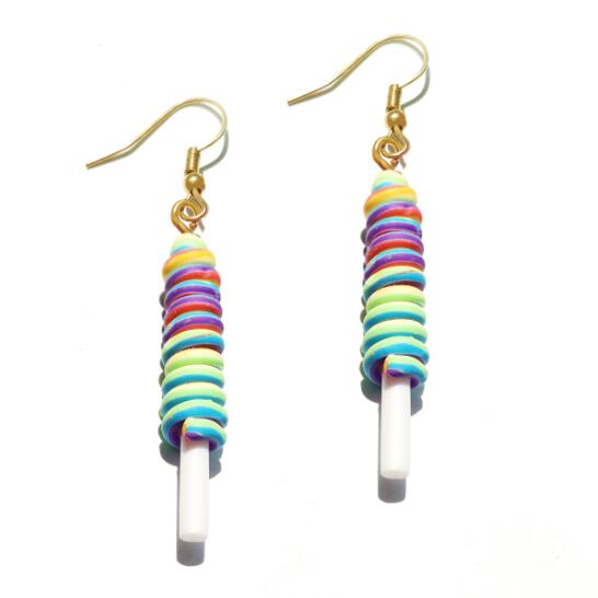 Resin Lollipop Drop Earrings Jewelry Custom Made Handmade Cute Cotton Candy