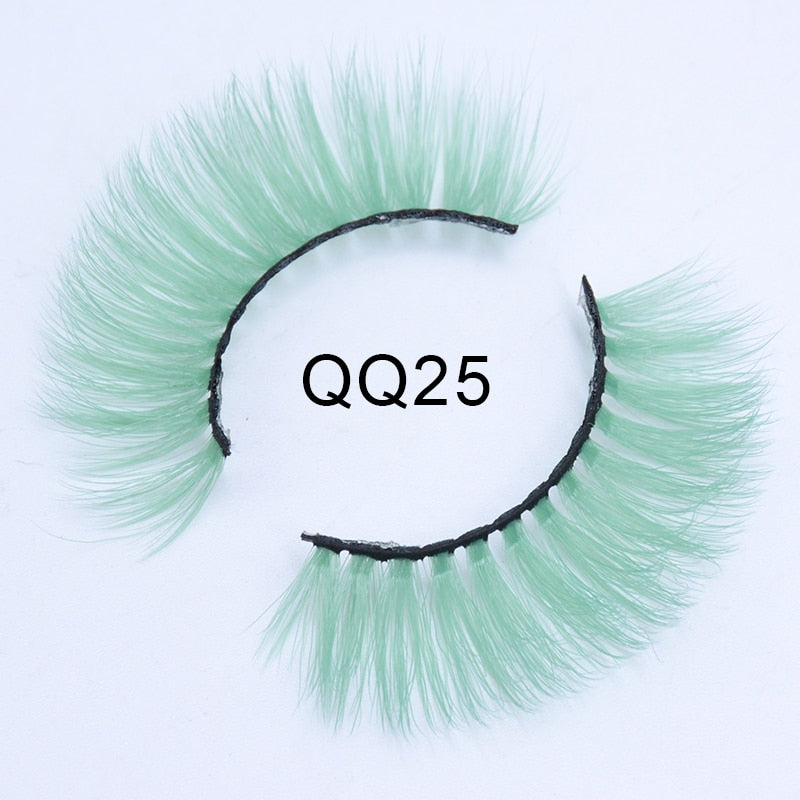 Fluffy Thick Dramatic 3D Faux Mink Colored Eyelashes Pink Red Natural Synthetic Colorful Rainbow Color Eye Lashes for Holiday
