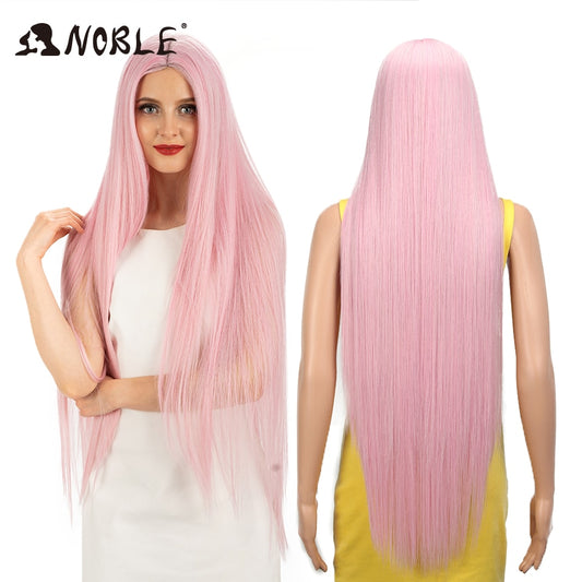Noble Cosplay Wigs Long Straight Synthetic Lace Wig 38 Inch Pink Ombre Blonde Wig Synthetic Lace Wig