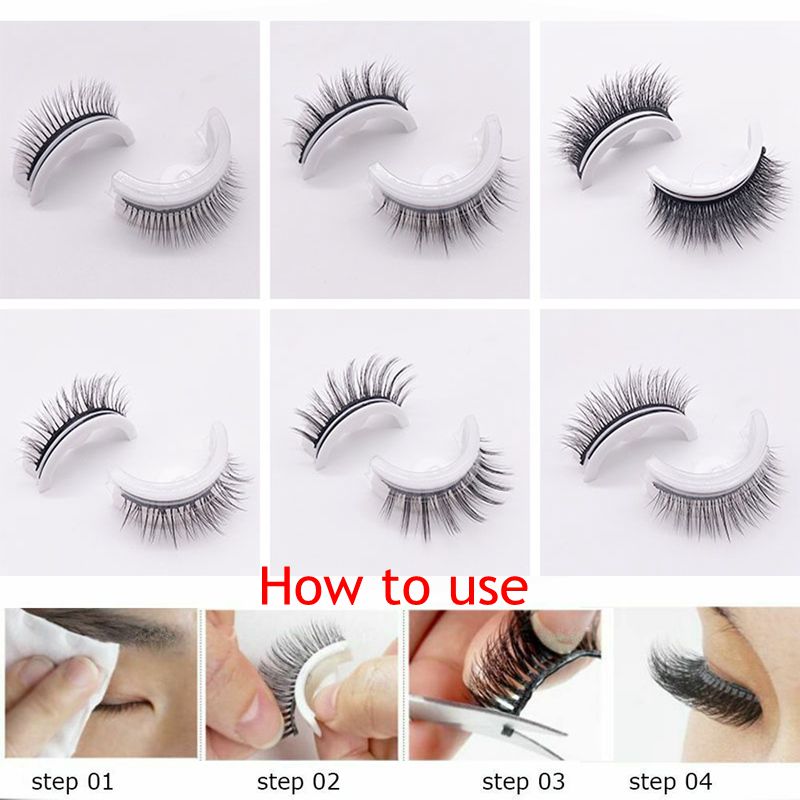 Reusable Self-Adhesive False Eyelashes Natural Multiple reversible glue-free pairs of false eyelashes