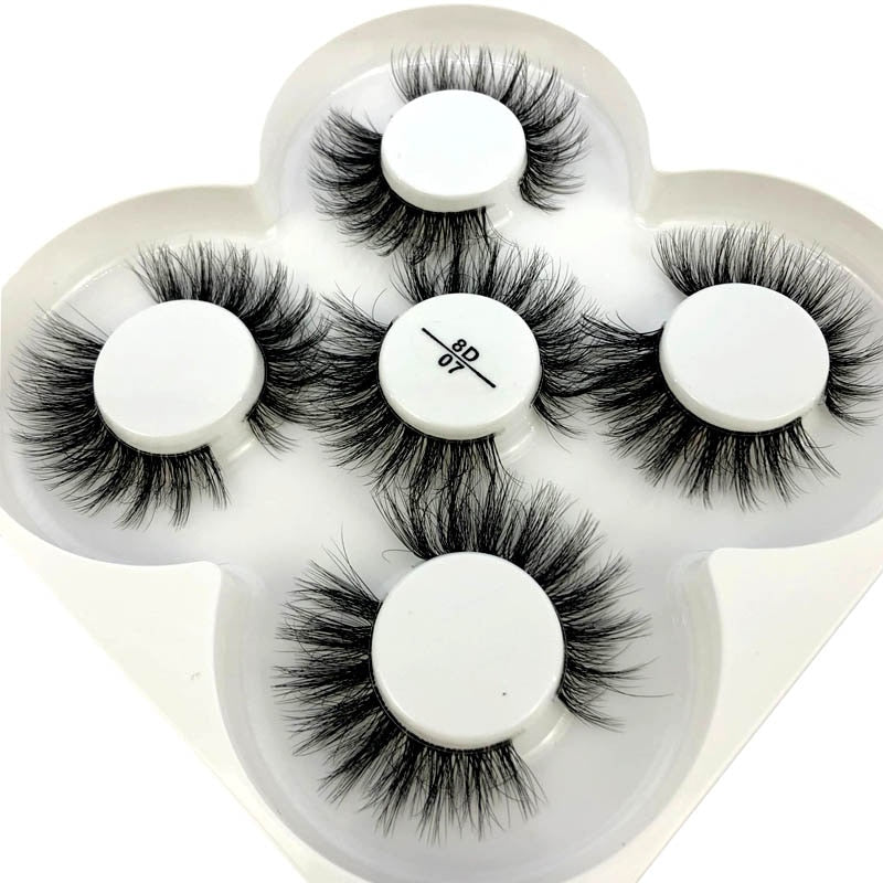 5 pairs Mink Eyelashes Clear Band Eye Lashes Crisscross Transparent Band False Eyelashes Handmade Dramatic Lashes Upper Lash