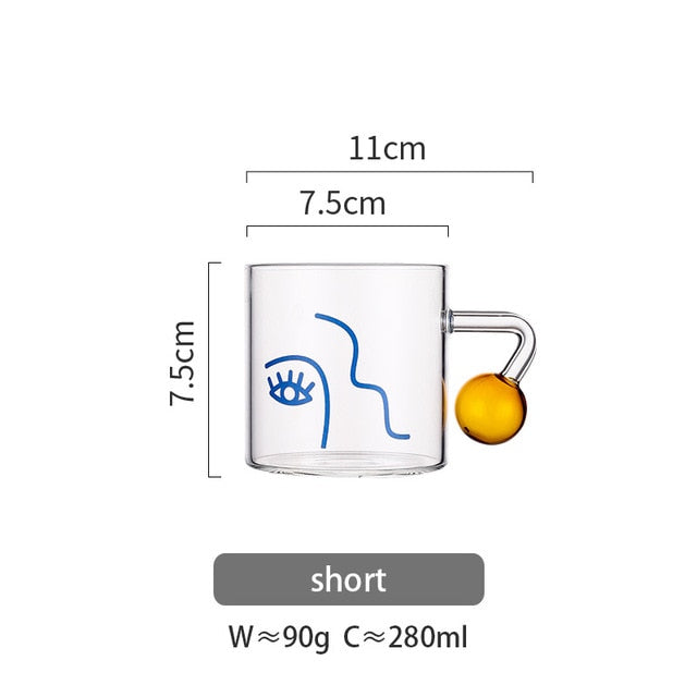 Cartoon Flower Coffee Mug Glass Water Cup Handgrip Milk Breakfast Drinkware Cup