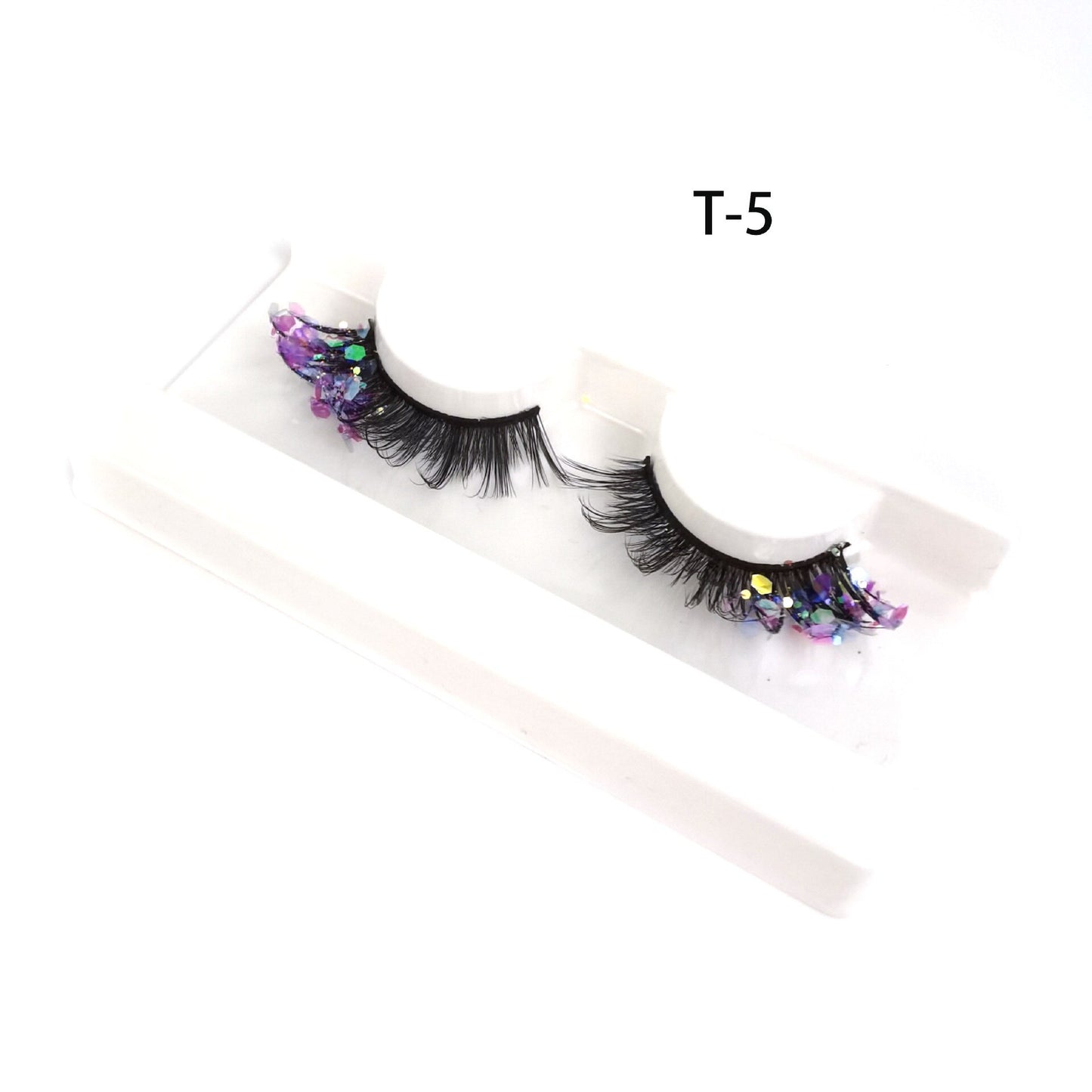 3 Pair Colored Shining Gold Glitter Eyelashes Handmade Dramatic Purple Colorful Rainbow Lashes For Party Show Halloween Cosplay
