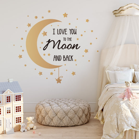 Romantic Moon Stars Wall Stickers Wall Decor Removable Vinyl PVC Wall Decals Home Decor