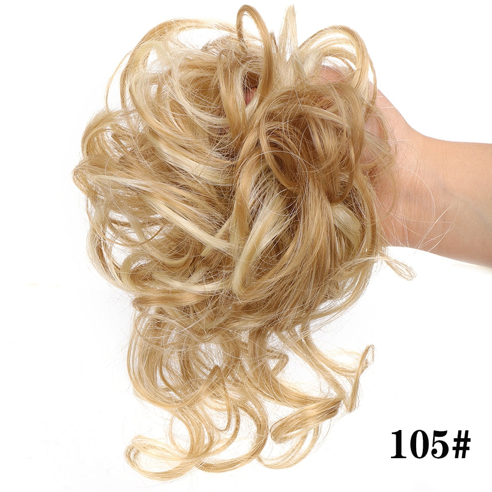 Synthetic Hair Bun Bands Blonde Black Messy Curly Chignon Donut Updo Scrunchies Fake Hair Pieces For Women Hair Extensions
