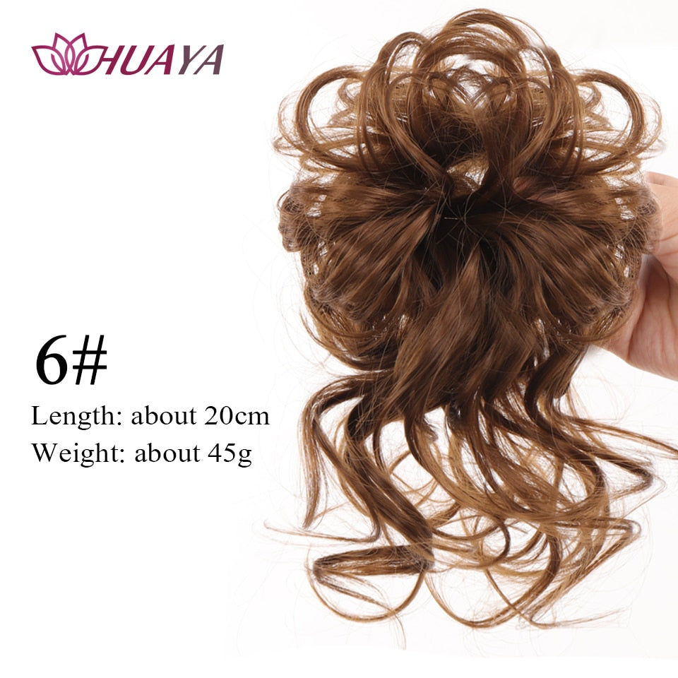Synthetic Curly Donut Chignon With Elastic Band Scrunchies Messy Hair Bun Updo Hairpieces Extensions for Women