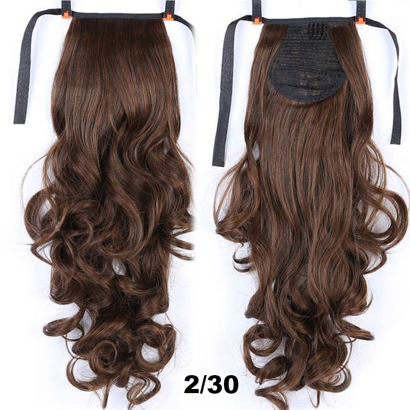 Natural Wave Pony Tail Fake Hair Extension Heat Resistant Synthetic Long Wavy Wrap Around Clip In Ponytail Hair