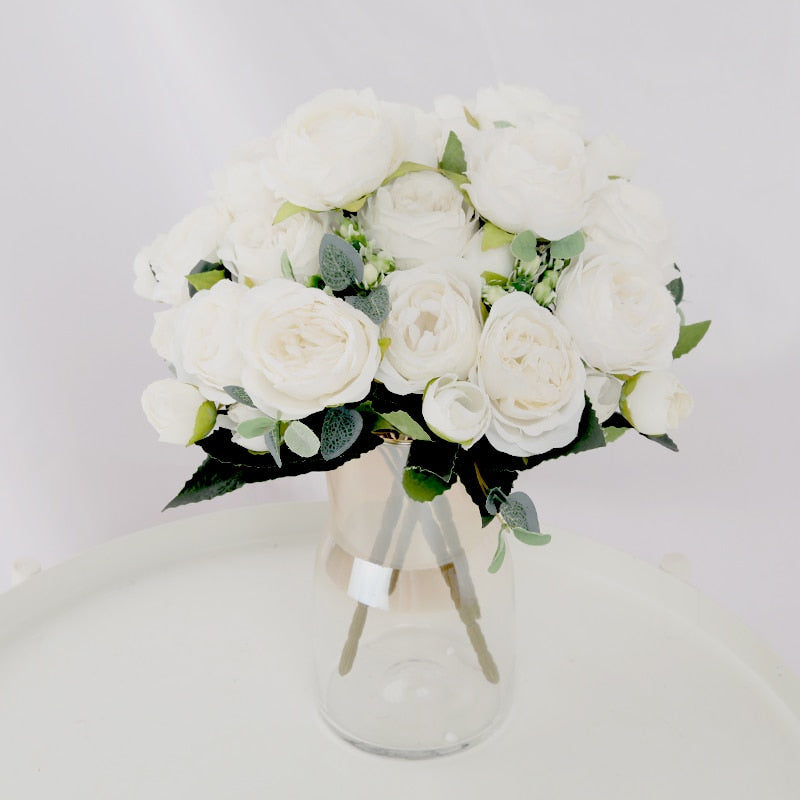 Artificial Flowers Peony Tea Rose 