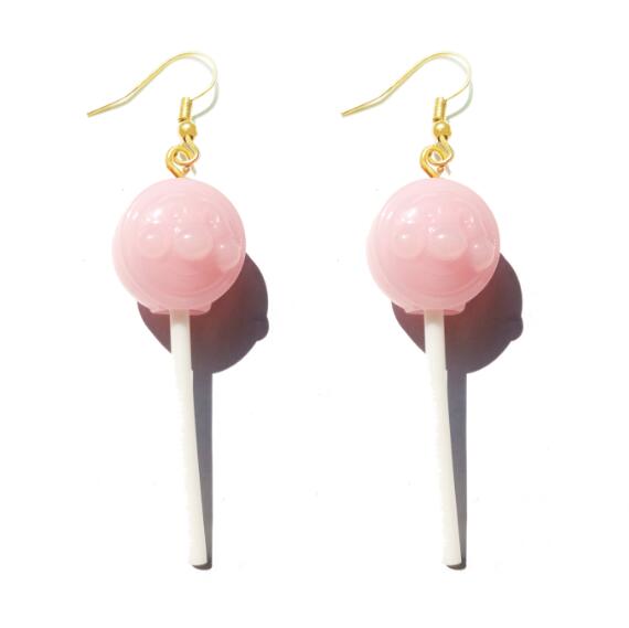 Resin Lollipop Drop Earrings Jewelry Custom Made Handmade Cute Cotton Candy