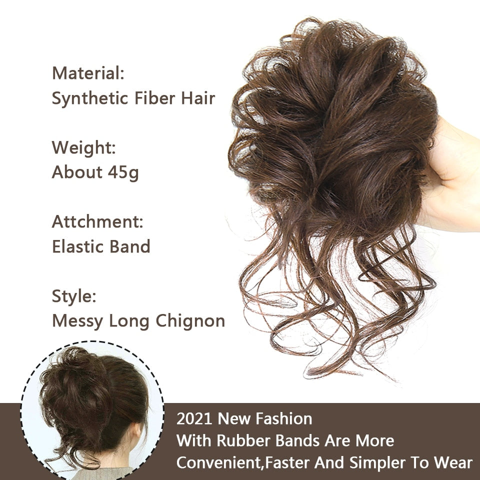 Synthetic Hair Bun Bands Blonde Black Messy Curly Chignon Donut Updo Scrunchies Fake Hair Pieces For Women Hair Extensions
