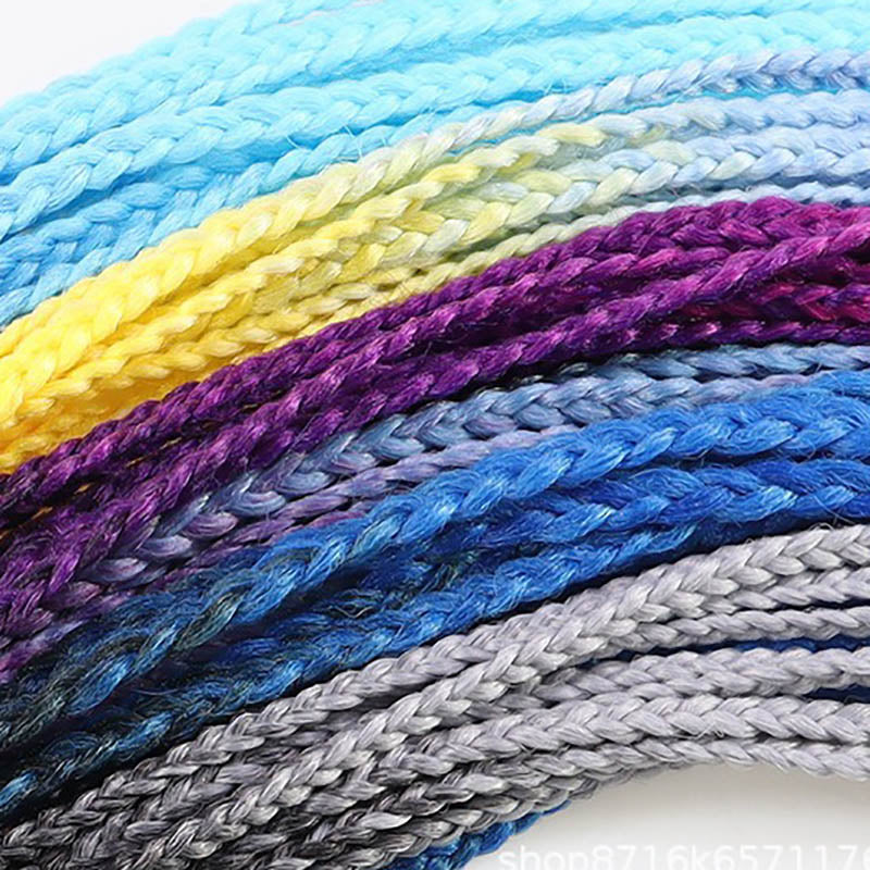 Hair Color Gradient Dirty Braided Ponytail Elastic Hair Band Rubber Headband 60cm