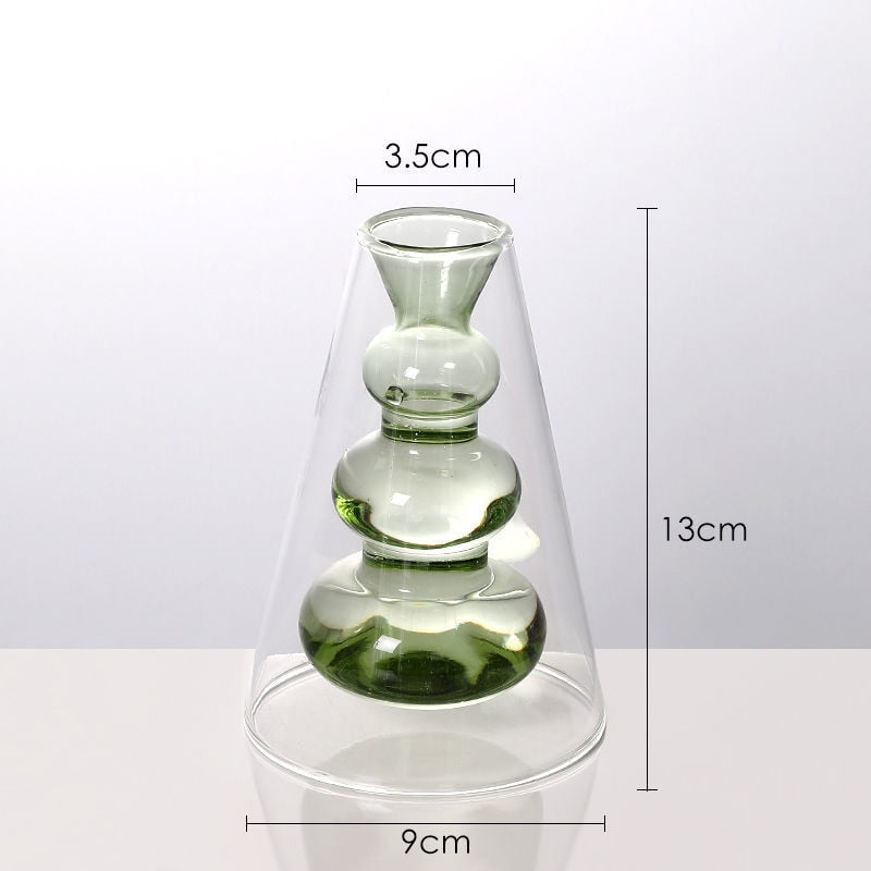 Vase Living Room Decoration Modern Home Decor Terrarium Flower Pots Decorative Transparent Color Art Double Glass Vase