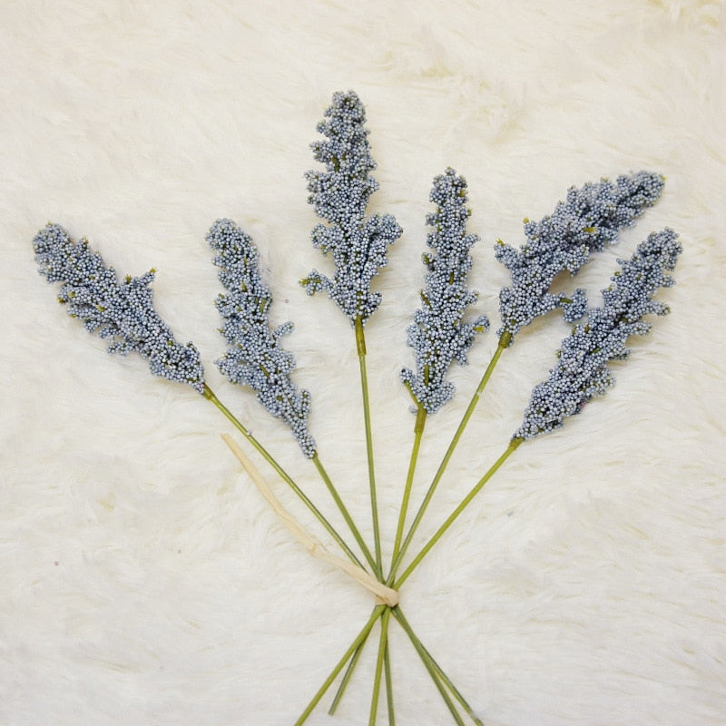 6 Pieces Bundle PE Lavender Cheap Artificial Flower Wholesale Plant Wall Decoration Bouquet Material Manual Diy Vases for Home