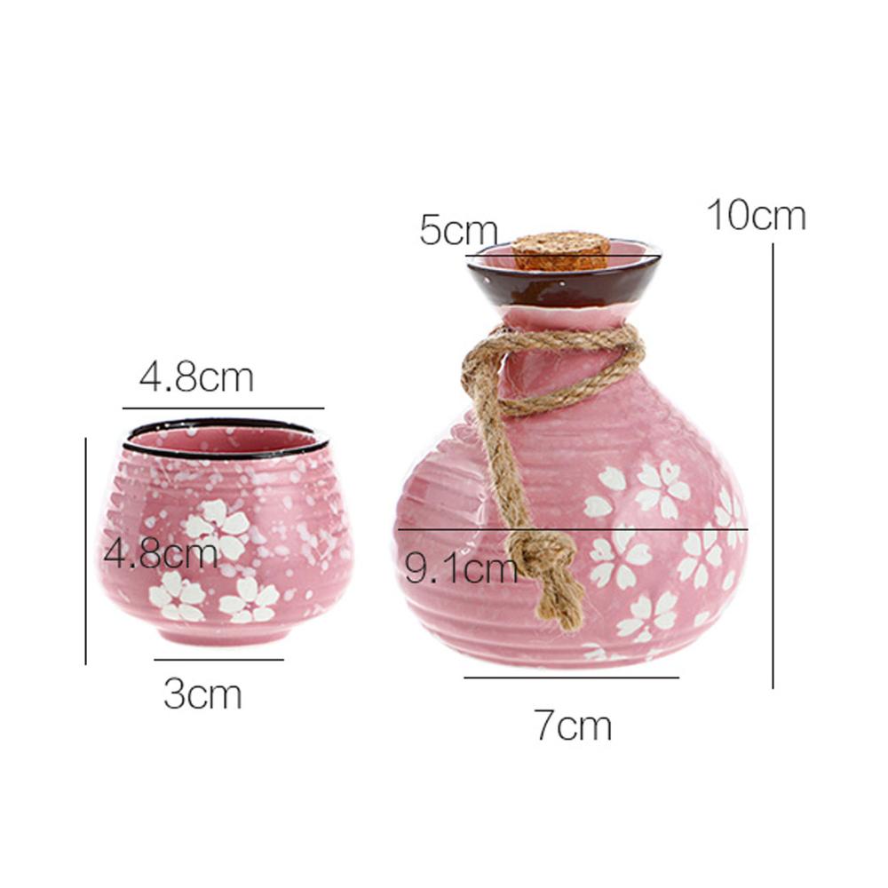 Japan Cherry Blossoms Ceramics Liquor Cup Retro Sake Cup Household Wine Set Small Wine Cellar Liquor Pot Wine Bottle