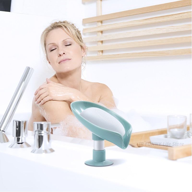 2PCS Suction Cup Soap dish For bathroom Kitchen Shower Portable Leaf Soap Holder Plastic accessories